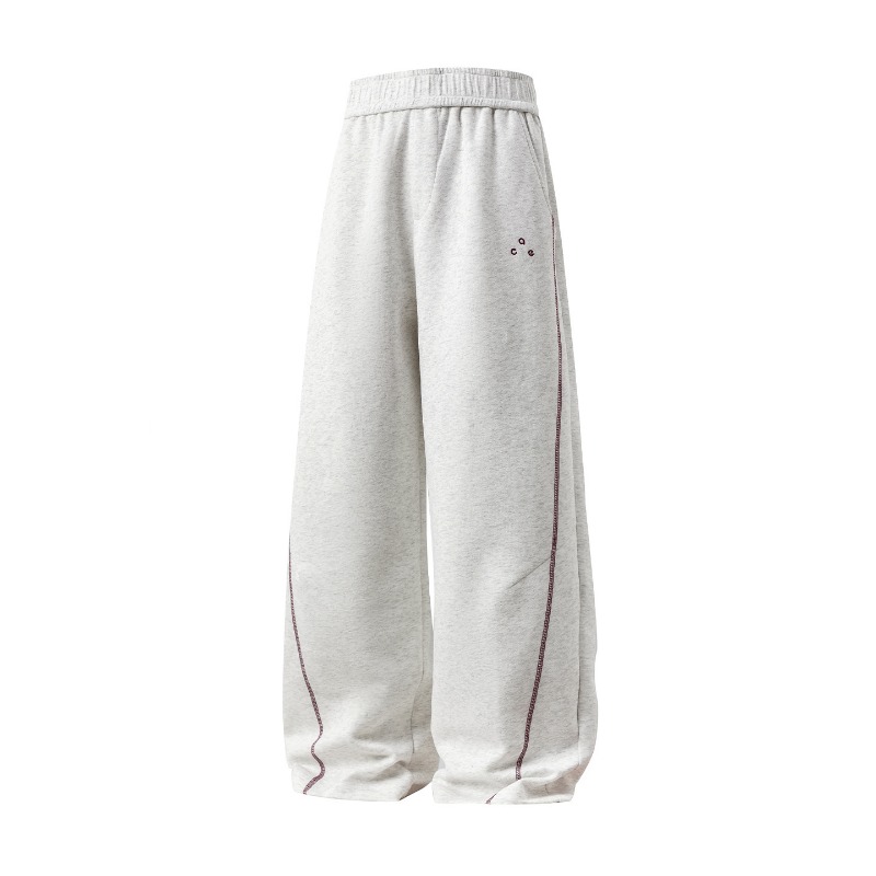 380G Heavy-duty Textured Bright-line Split Casual Pants Men's Autumn Straight-leg Loose Sweatpants Trendy Sports Long Pants_viptrois.com