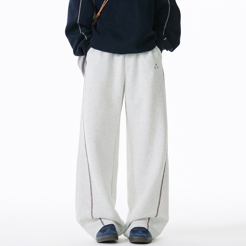 380G Heavy-duty Textured Bright-line Split Casual Pants Men's Autumn Straight-leg Loose Sweatpants Trendy Sports Long Pants_viptrois.com