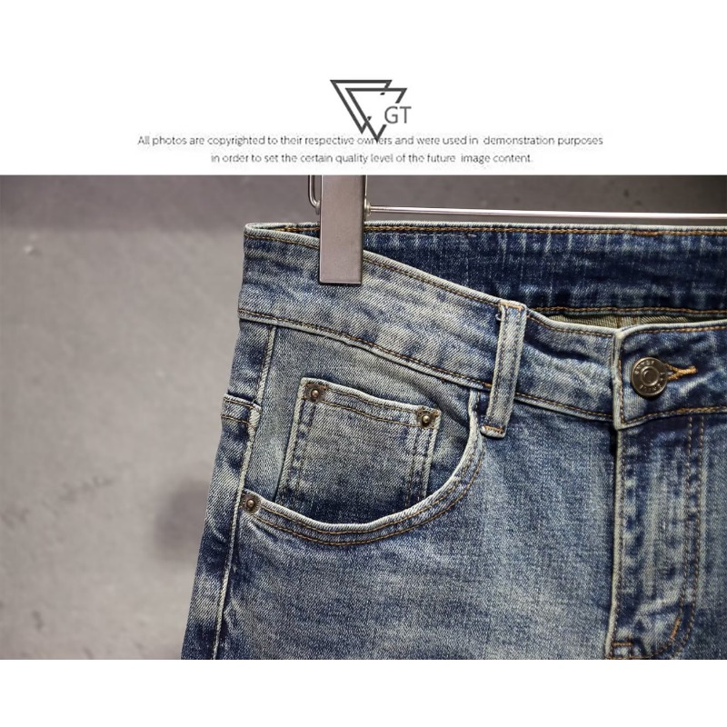 Internet Celebrity Beggar Pants Men's Spring And Summer Ripped Trousers Jeans Elastic Small Feet Slim Nine-point Pants Micro-elastic_viptrois.com
