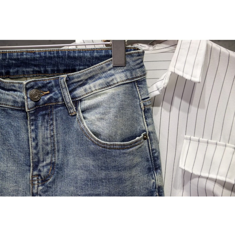 Internet Celebrity Beggar Pants Men's Spring And Summer Ripped Trousers Jeans Elastic Small Feet Slim Nine-point Pants Micro-elastic_viptrois.com