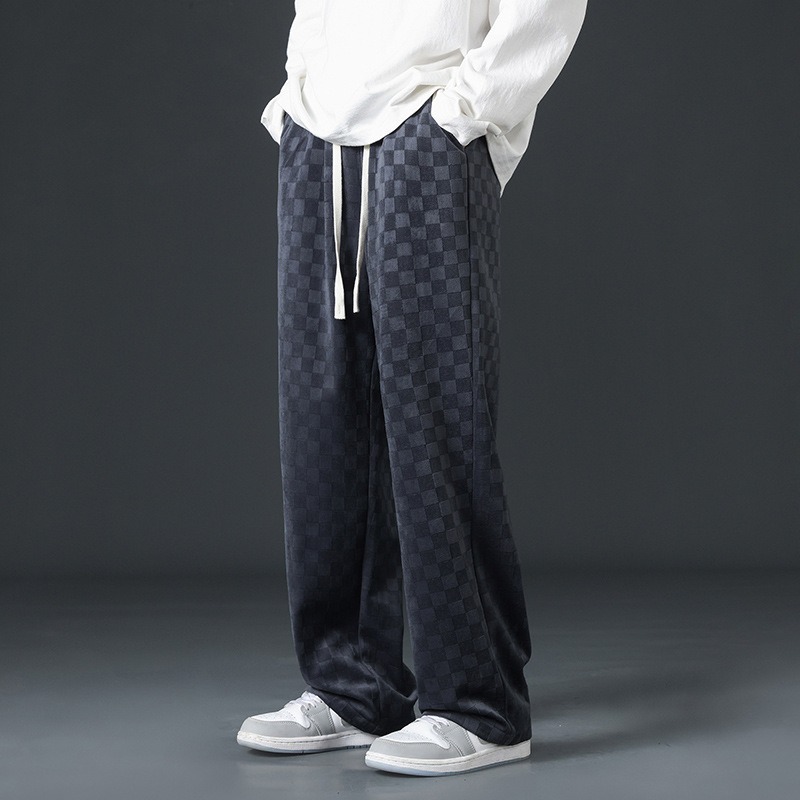 Corduroy Pants Men's Spring And Autumn Loose Straight Wide-leg Sweatpants Men's Hong Kong Style Tide Brand Sports Casual Trousers_viptrois.com