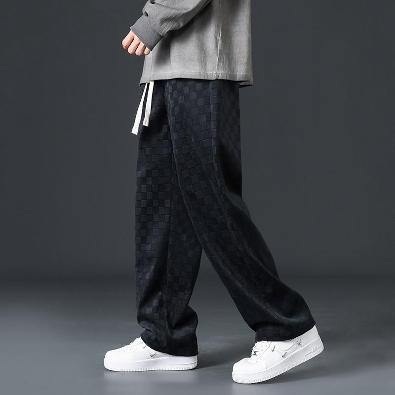 Corduroy Pants Men's Spring And Autumn Loose Straight Wide-leg Sweatpants Men's Hong Kong Style Tide Brand Sports Casual Trousers_viptrois.com