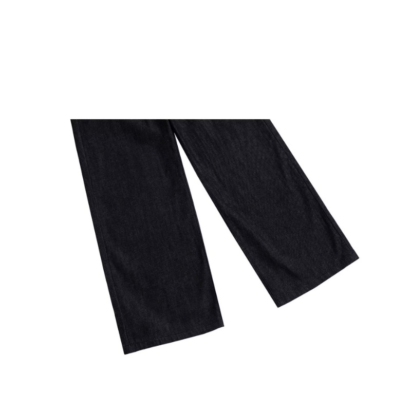 American High Street Retro Washed Breasted Design Sense Jeans Men's Street Trendy Brand Ruffian Handsome Loose Casual Wide-leg Pants_viptrois.com