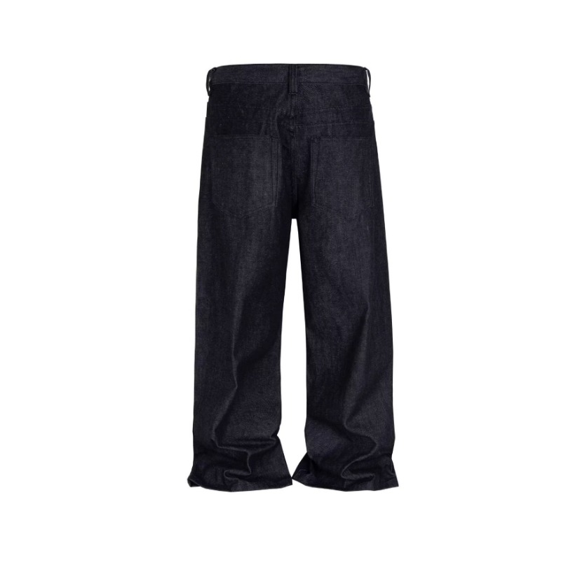 American High Street Retro Washed Breasted Design Sense Jeans Men's Street Trendy Brand Ruffian Handsome Loose Casual Wide-leg Pants_viptrois.com