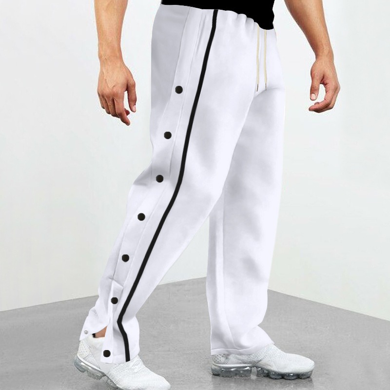 Europe, America 2025 Autumn New Men's Leisure Sports Straight-breasted Pants Trend Ruffian Handsome Line Color Split Casual_viptrois.com