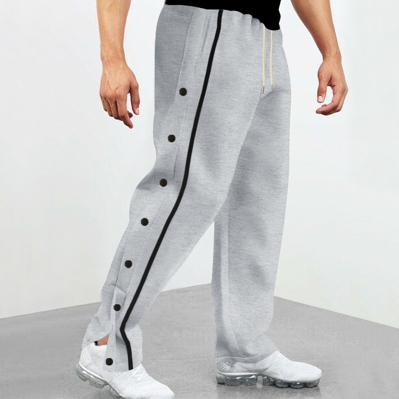 Europe, America 2025 Autumn New Men's Leisure Sports Straight-breasted Pants Trend Ruffian Handsome Line Color Split Casual_viptrois.com