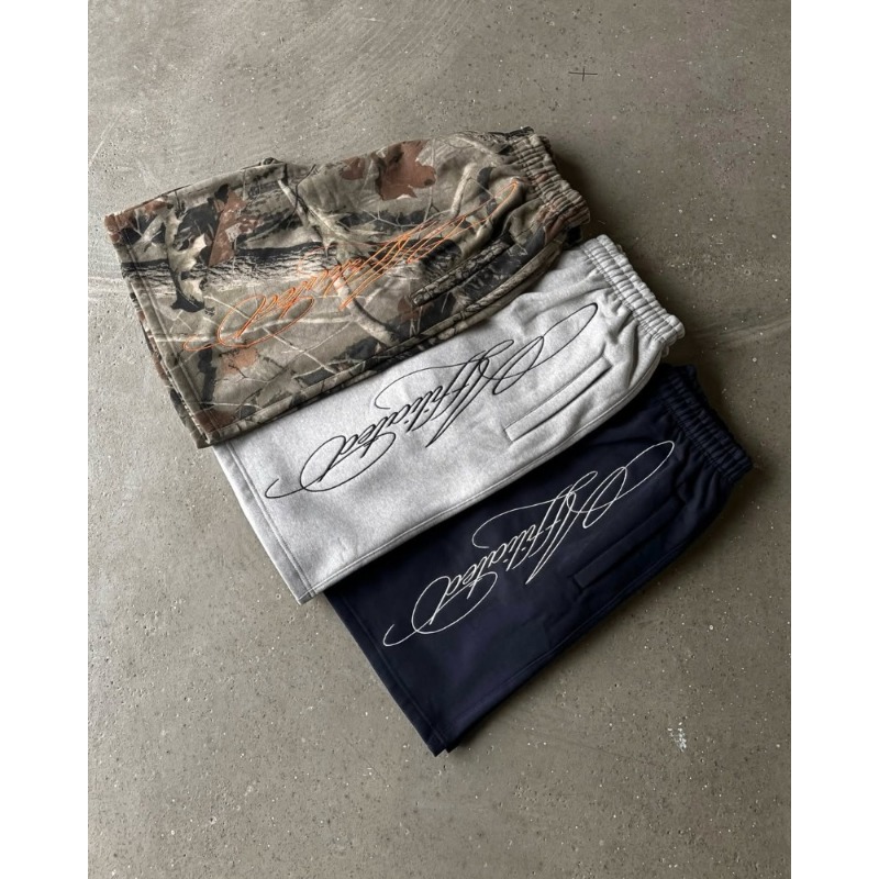 European And American Y2k High Street Trend Trendy Brand Letter Embroidery Casual Loose Wide-leg Pants Shorts Five-point Pants Men_viptrois.com