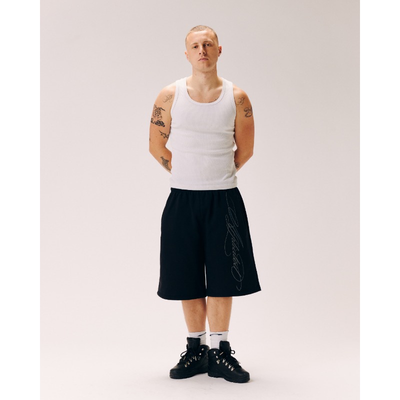 European And American Y2k High Street Trend Trendy Brand Letter Embroidery Casual Loose Wide-leg Pants Shorts Five-point Pants Men_viptrois.com