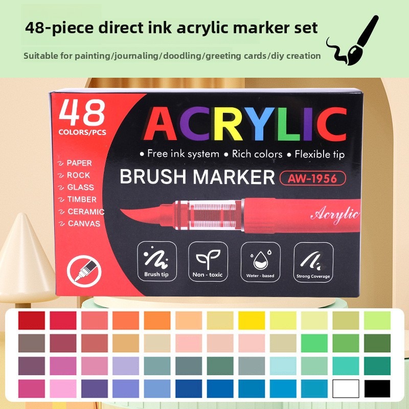Der Impulse Acrylmarker ist nicht deckend, farbecht, schichtbar, hat eine weiche Spitze, kein Aufdrücken erforderlich, ideal für Schüler und Studenten beim Basteln._voghion.com