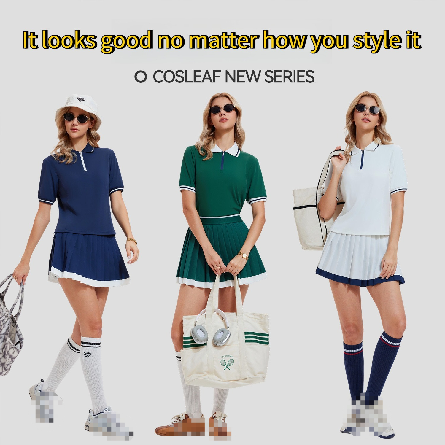 New Casual Sports Suit Women's Lapel Fitness Short-sleeved Pleated Skirt Loose High-elastic Academy Style Tennis Suit_ecoleips.com