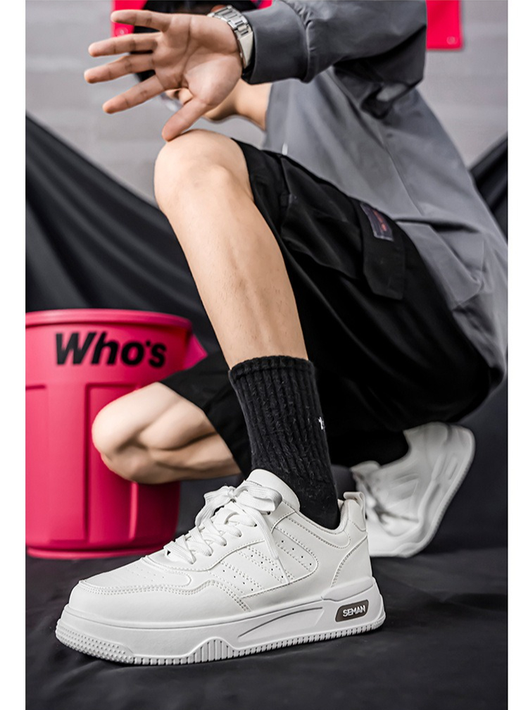 Men's Shoes Autumn New Breathable Versatile White Casual Board Shoes Student Platform Sports Shoes Casual White Shoes Trendy Shoes_vogvips.com
