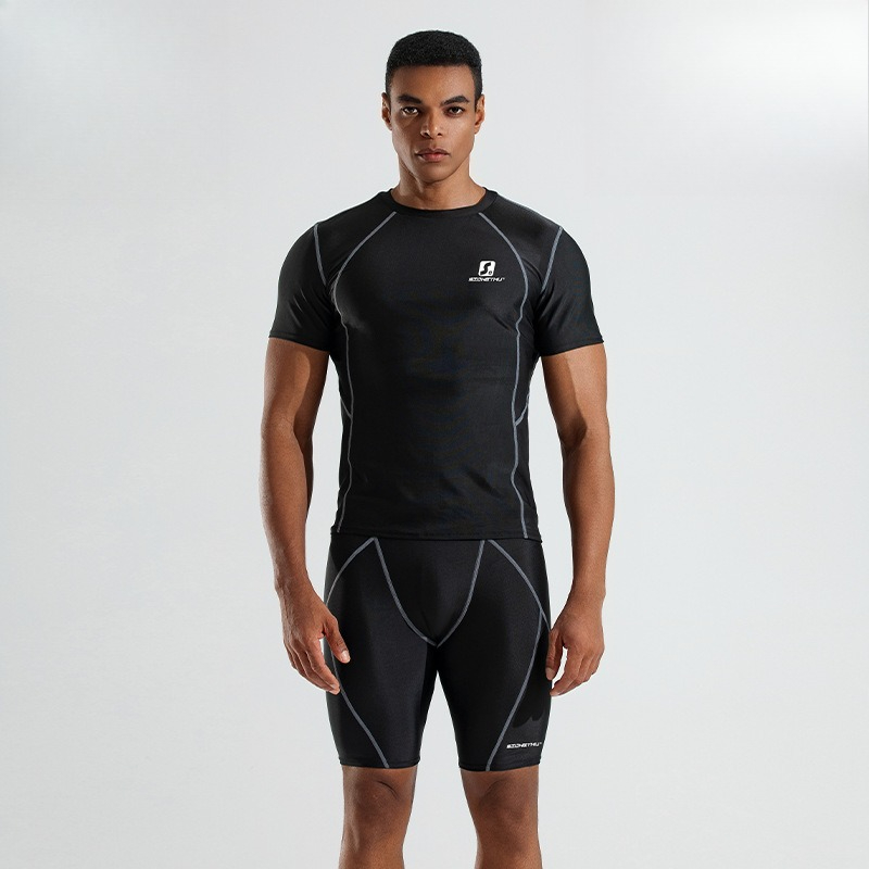 Men's Swimsuit Short Sleeve Quick Drying Sunscreen Hot Spring Beach Seaside Loose Professional Swimsuit Swimsuit Equipment_viptrois.com