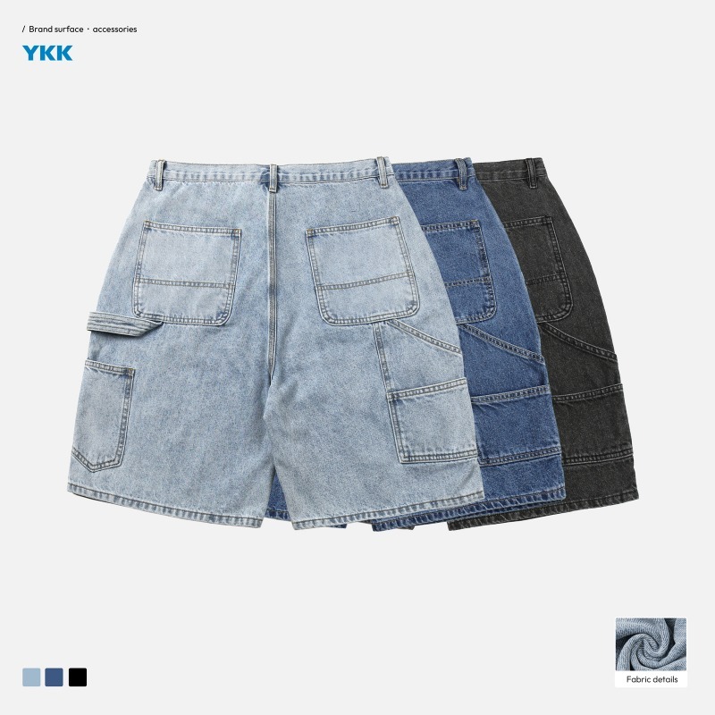 TRS Sunrise Tooling | 26SS Loose Washing Water Old Kaha B11 Logging Five-Point Denim Shorts Men_viptrois.com