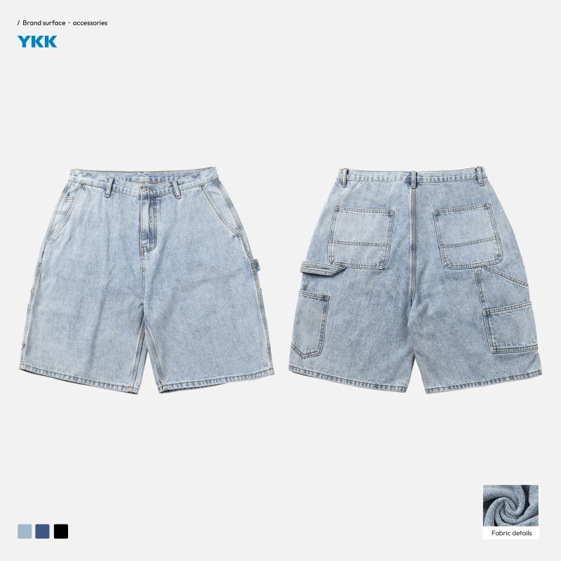 TRS Sunrise Tooling | 26SS Loose Washing Water Old Kaha B11 Logging Five-Point Denim Shorts Men_viptrois.com