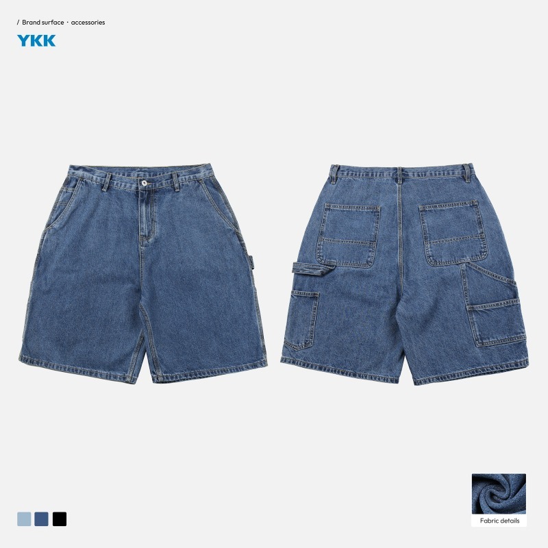 TRS Sunrise Tooling | 26SS Loose Washing Water Old Kaha B11 Logging Five-Point Denim Shorts Men_viptrois.com