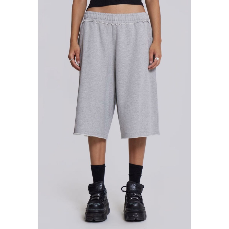 European, American Retro Personality Street Trend Rough Edge Gray Loose Casual Pants Cropped Pants Couple Summer_viptrois.com