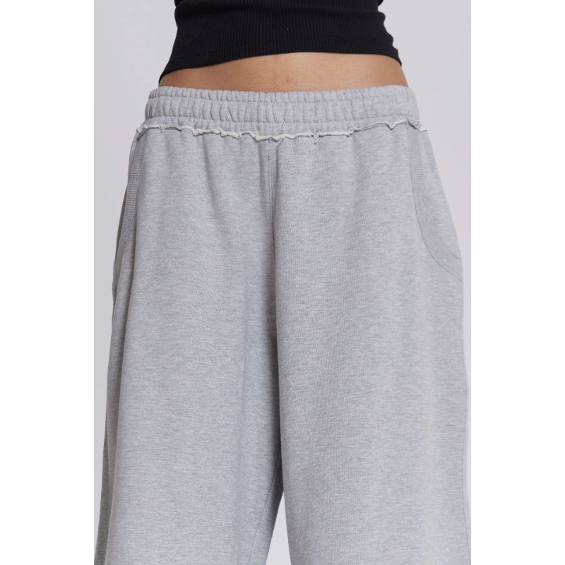 European, American Retro Personality Street Trend Rough Edge Gray Loose Casual Pants Cropped Pants Couple Summer_viptrois.com