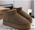 Women's 4cm Hidden-heel Snow Boots, Short Leather Thick-soled Warm Winter Cotton Shoes_vogvips.com