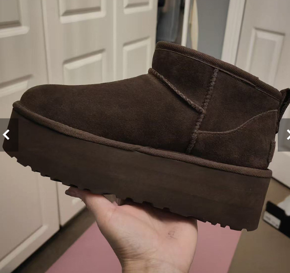 Women's 4cm Hidden-heel Snow Boots, Short Leather Thick-soled Warm Winter Cotton Shoes_vogvips.com