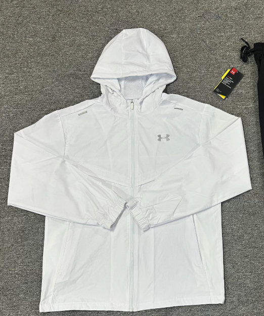 Under Armour heren trainingspak, bestaande uit een tweedelig trainingspak met capuchon en rits en een joggingbroek, lichtgewicht en winddichte hardlo