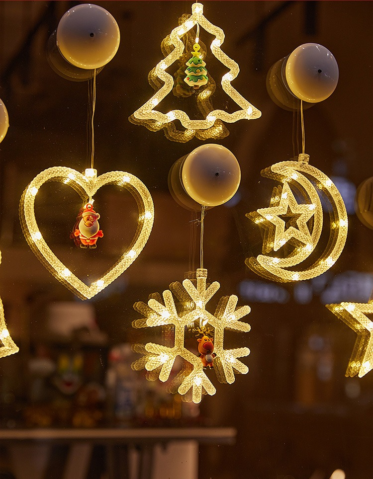 Neue weihnachtliche Lichterkette mit Saugnapf und Lederband, dekorative Lichter für die Fensterdekoration am Weihnachtstag_voghion.com