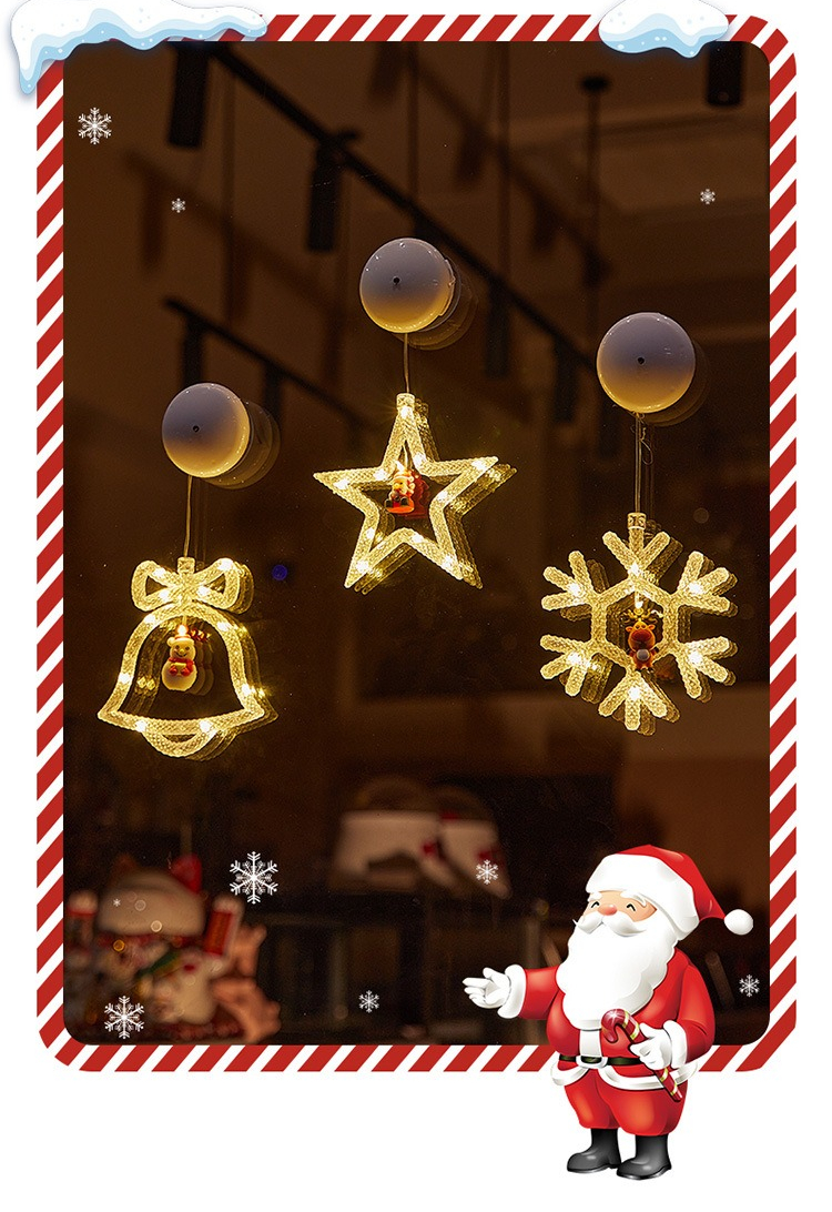 Neue weihnachtliche Lichterkette mit Saugnapf und Lederband, dekorative Lichter für die Fensterdekoration am Weihnachtstag_voghion.com