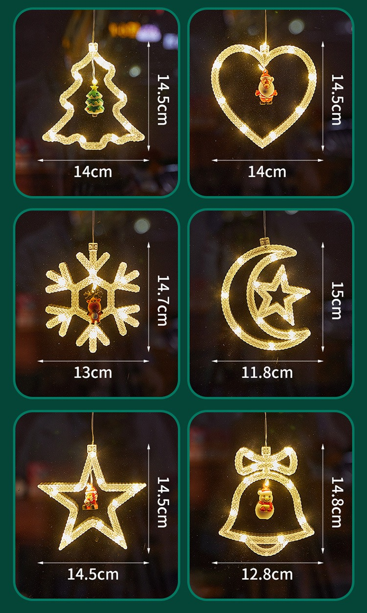 Neue weihnachtliche Lichterkette mit Saugnapf und Lederband, dekorative Lichter für die Fensterdekoration am Weihnachtstag_voghion.com