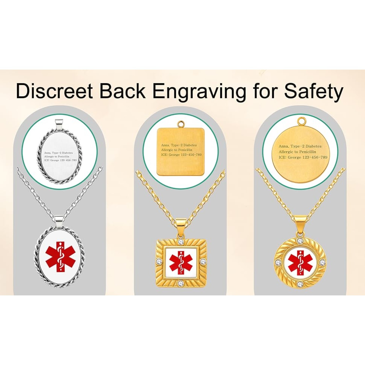 Unisex Blood Thinner Medical Necklace Laser Etched Epilepsy Medical Necklace