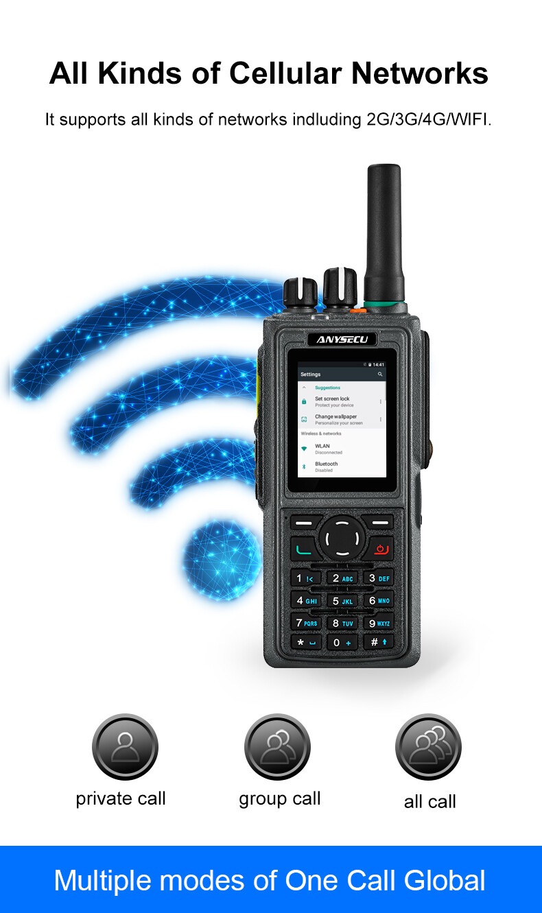 ANYSECU Zello HD760 4G Network Radio Android 7.1 Unlocked Real-ptt