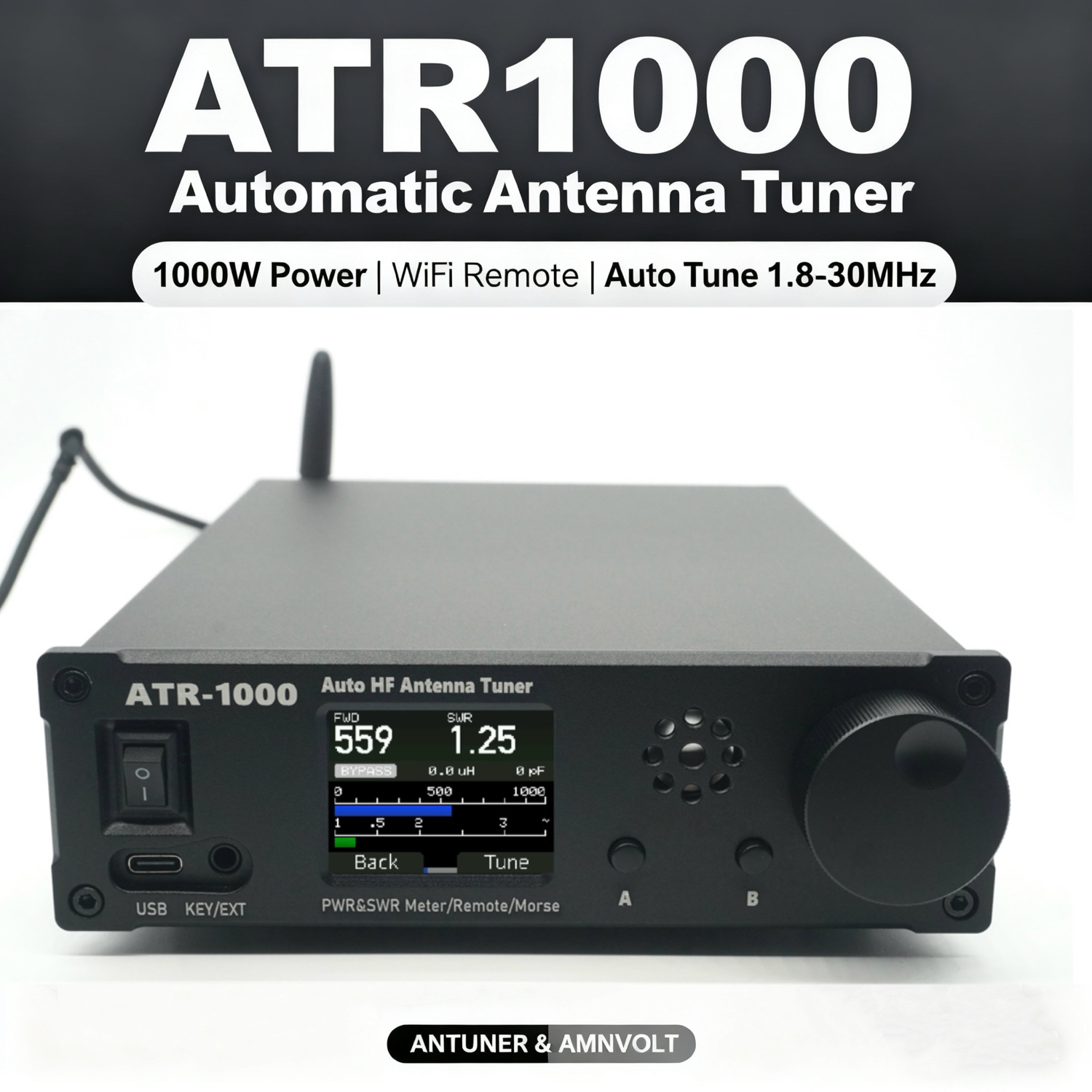 ATR-1000 1000W 1.8-30MHz Automatic Antenna Tuner For YAESU ICOM