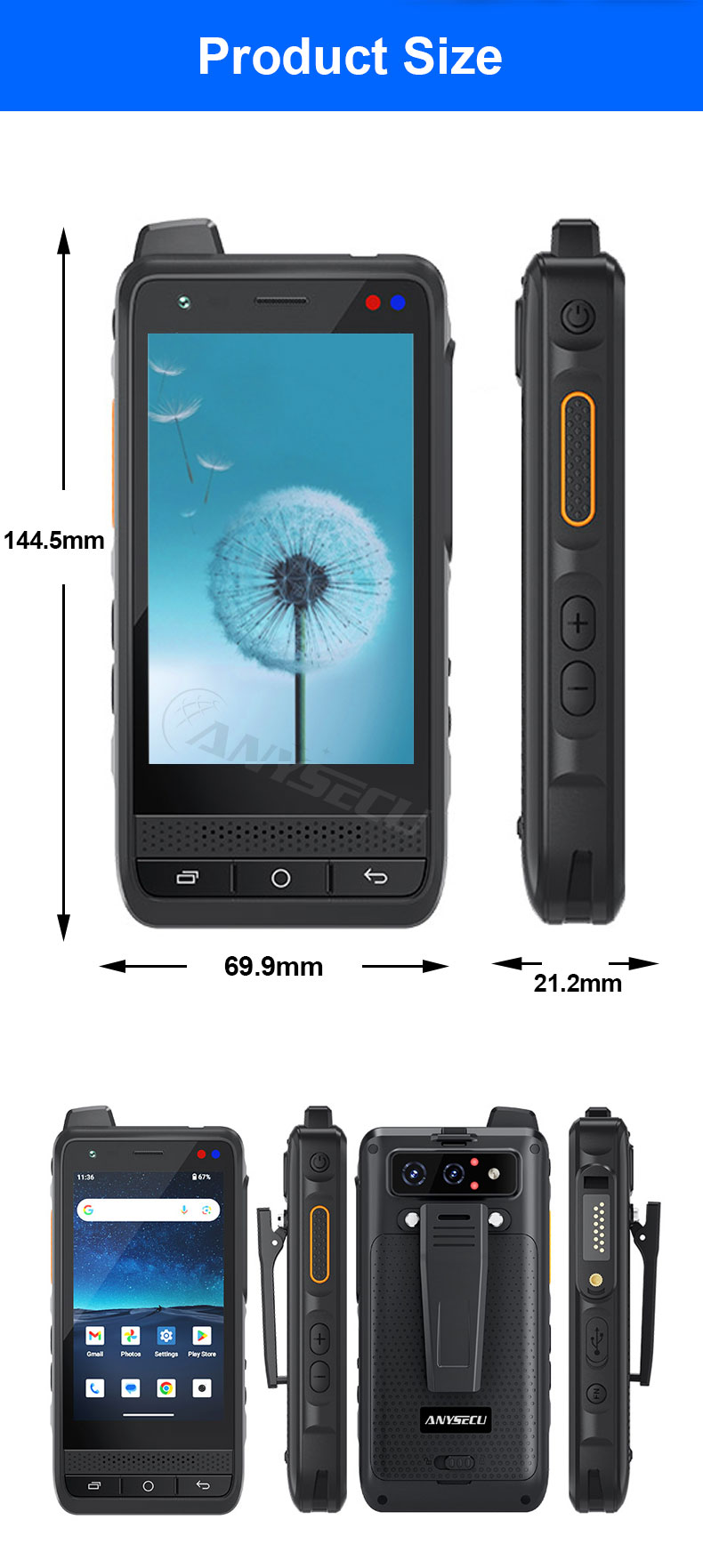 Anysecu W400 Android15 4G Network Radio F400 Real-ptt Zello