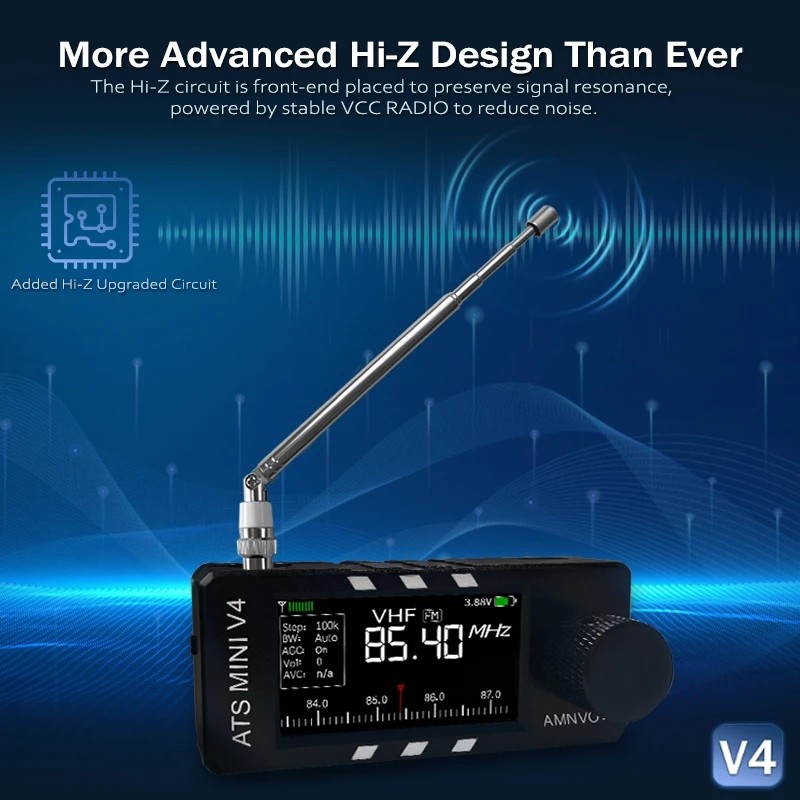 AMNVOLT V4 ATS MINI Radio Receiver Si4732 AM FM Full Band DSP