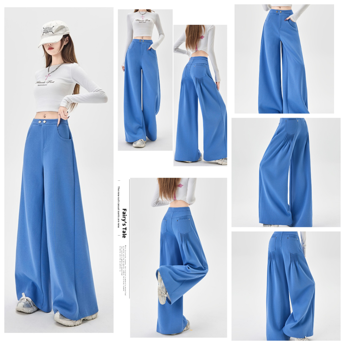 Slouch Wide-Leg Pants: Women’s Curved Hem Lazy Wind Autumn Casual Versatile Stock Image 12 39fddbafb493dcef783aabfa49bd8558