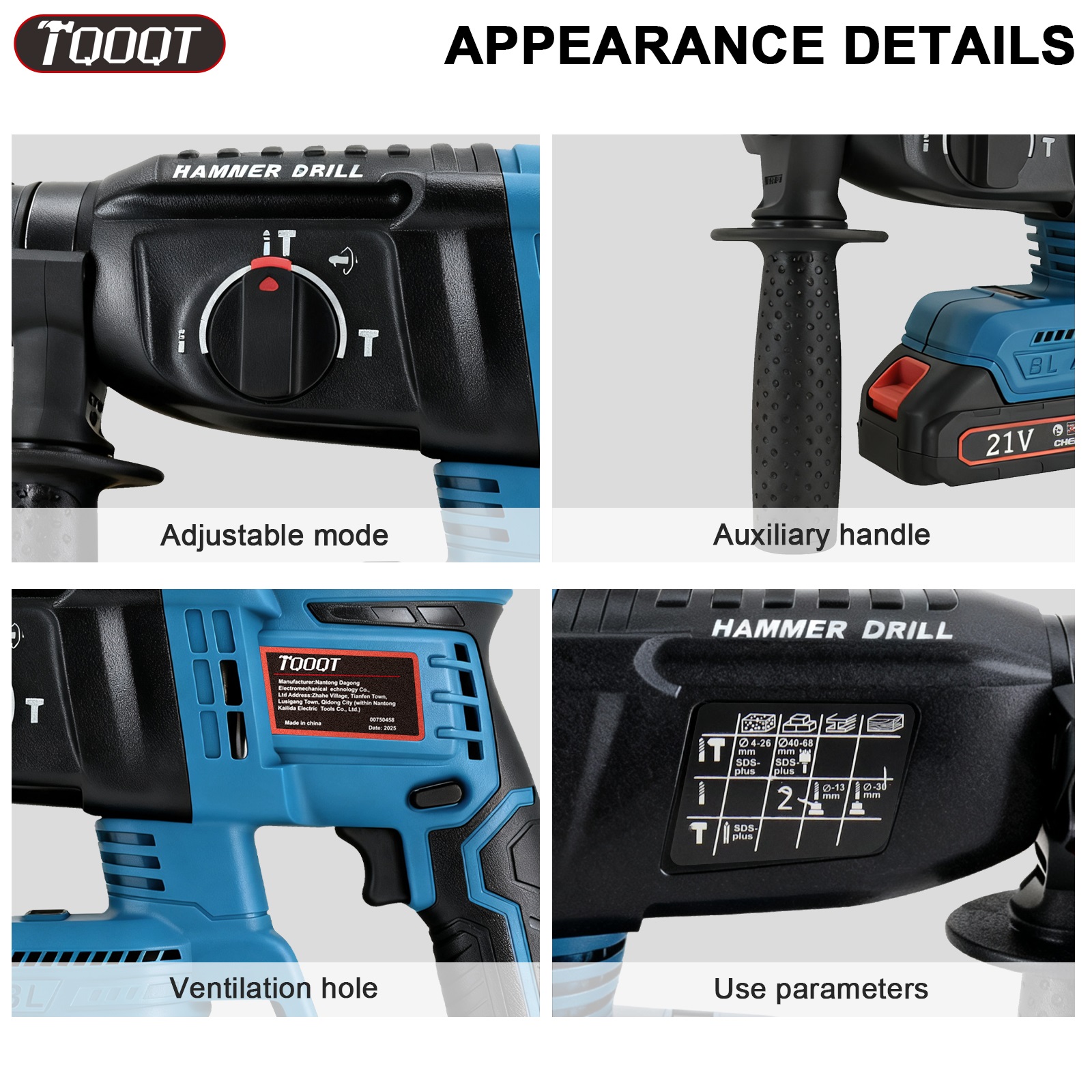 20V Max Brushless Rotary Hammer Drill, 2X4.0Ah Battery, 7/8 SDS-Plus, 2.1J, 1400RPM, 4 modes | New | €185.00 | Marigot