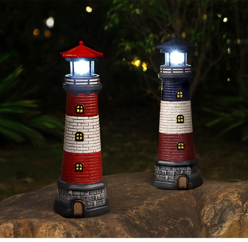 Solar Lighthouse Outdoor Garden Decor Statue Light – product detail image 1 - CE GARDEN