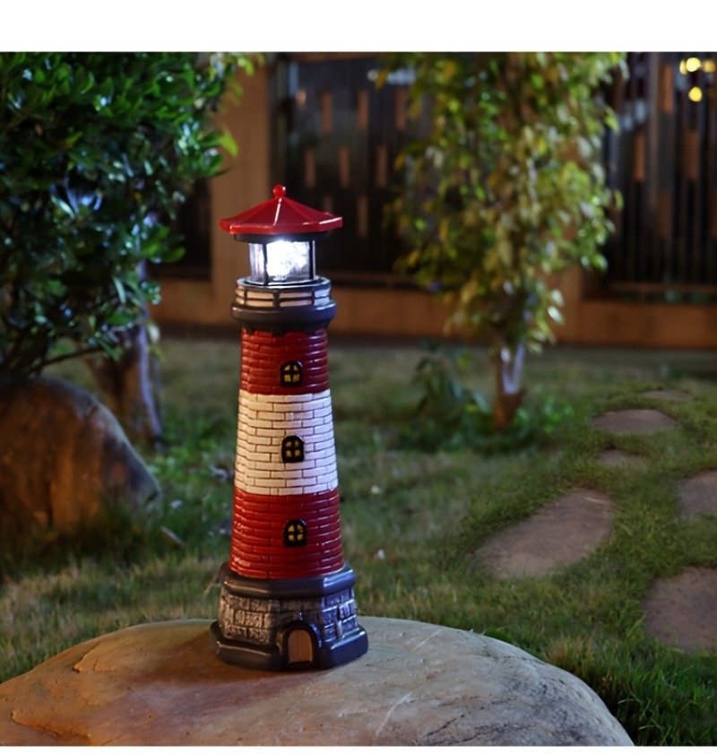 Solar Lighthouse Outdoor Garden Decor Statue Light – product detail image 8 - CE GARDEN