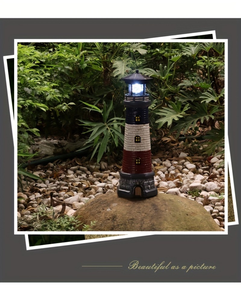 Solar Lighthouse Outdoor Garden Decor Statue Light – product detail image 4 - CE GARDEN