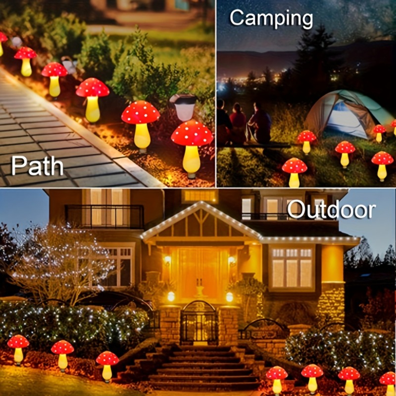 8 Pack Solar Outdoor Red Mushroom Decorative Lights – product detail image 3 - CE GARDEN