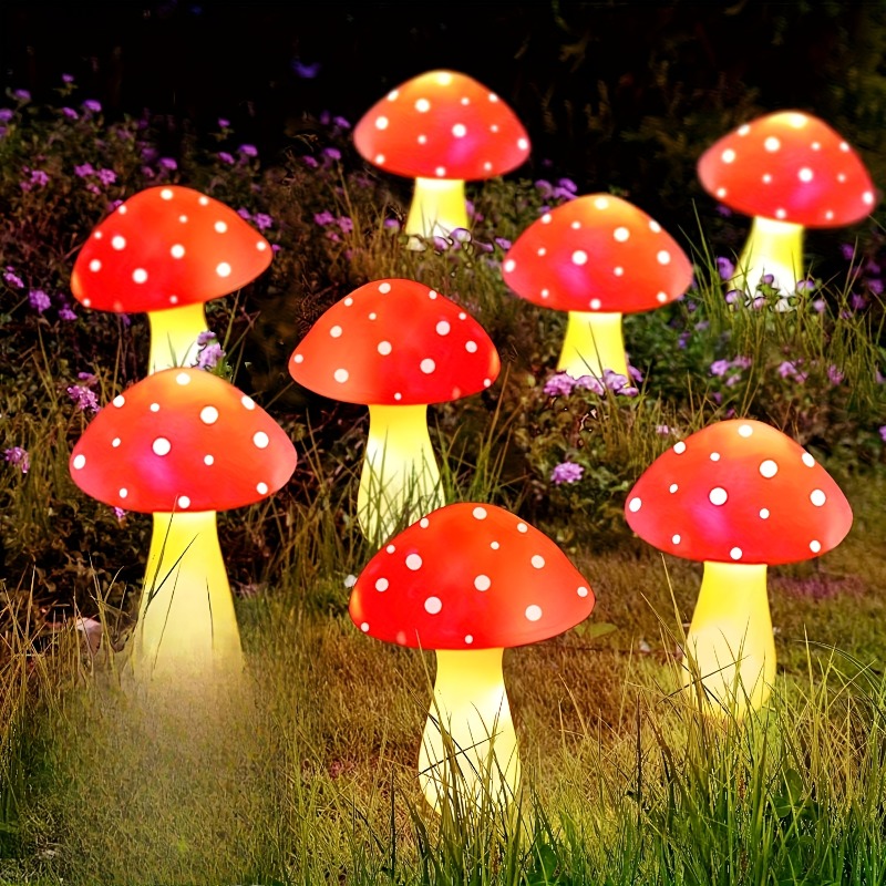 8 Pack Solar Outdoor Red Mushroom Decorative Lights – product detail image 1 - CE GARDEN