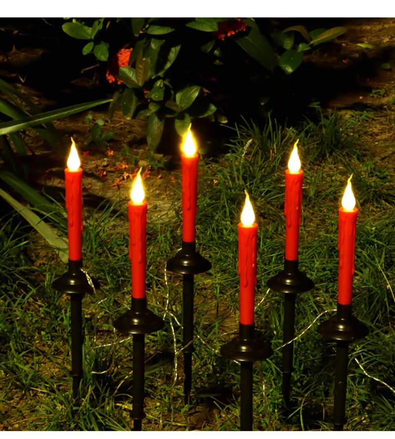 6 Pack Solar Candle Lights Outdoor Garden Decorations – product detail image 6 - CE GARDEN