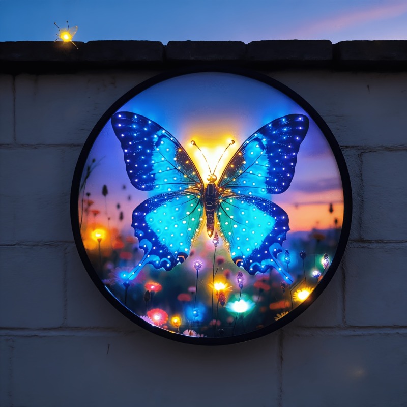 Solar Butterfly Wall Light – Outdoor Garden Decoration – product detail image 3 - CE GARDEN