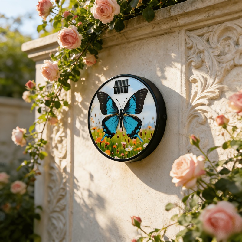 Solar Butterfly Wall Light – Outdoor Garden Decoration – product detail image 2 - CE GARDEN