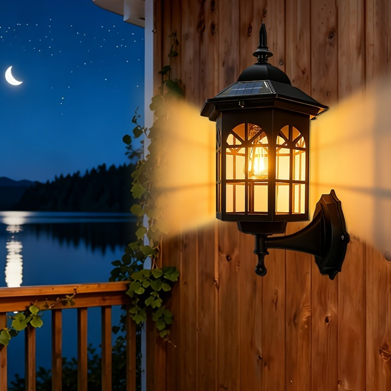 Retro Solar Wall Light – Decorative Shadow Effect – product detail image 2 - CE GARDEN
