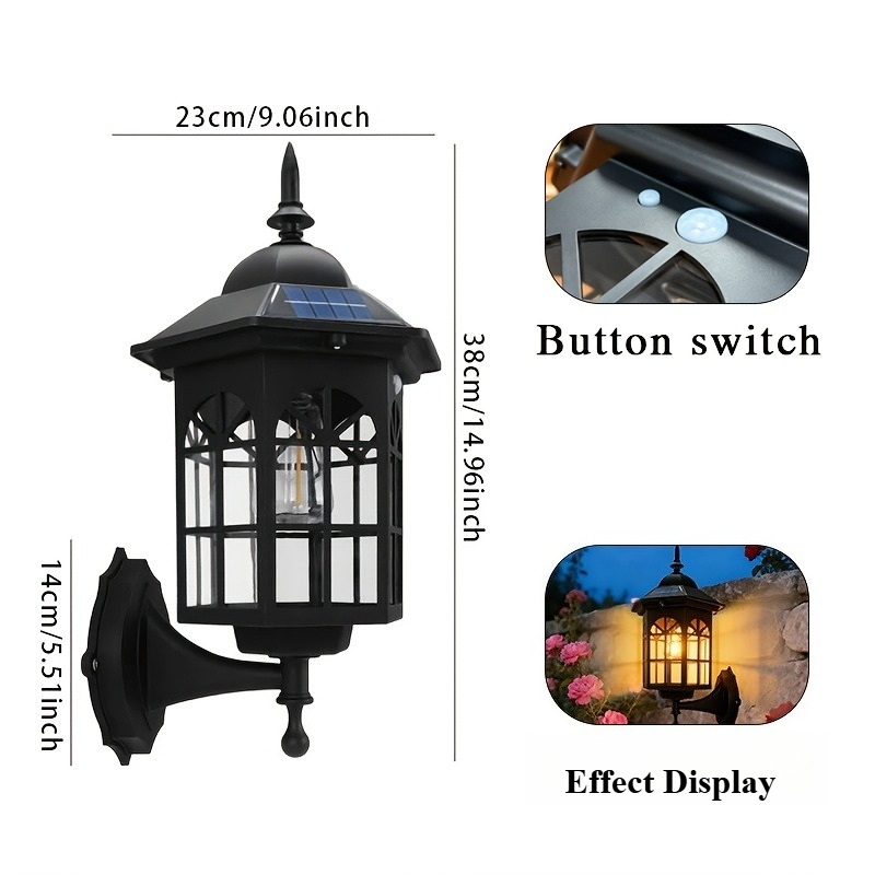 Retro Solar Wall Light – Decorative Shadow Effect – product detail image 4 - CE GARDEN