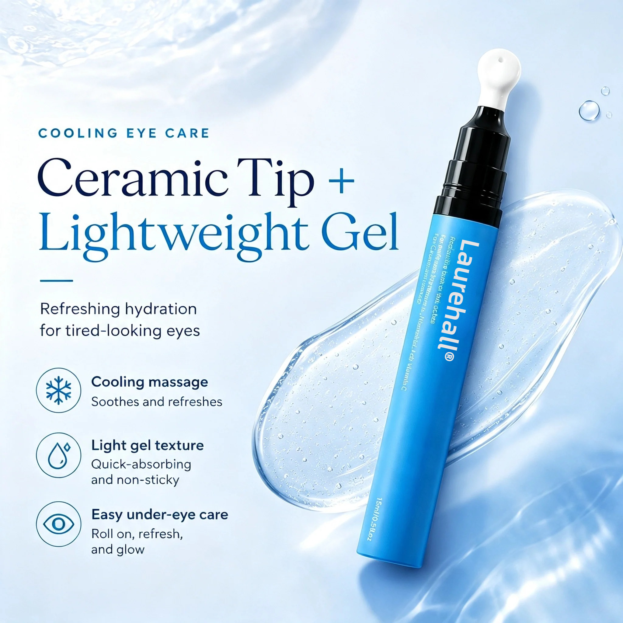 Laurehall blue eye gel ceramic tip lightweight gel cooling massage for tired eyes