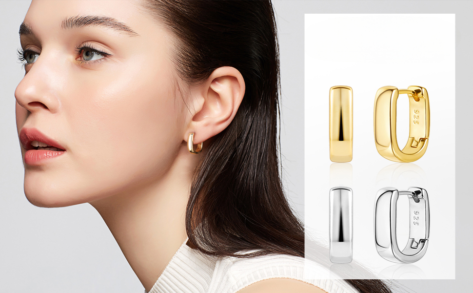 Sterling Silver Earrings Small Chunky Silver Earrings for Women