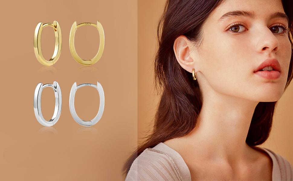 silver U earrings