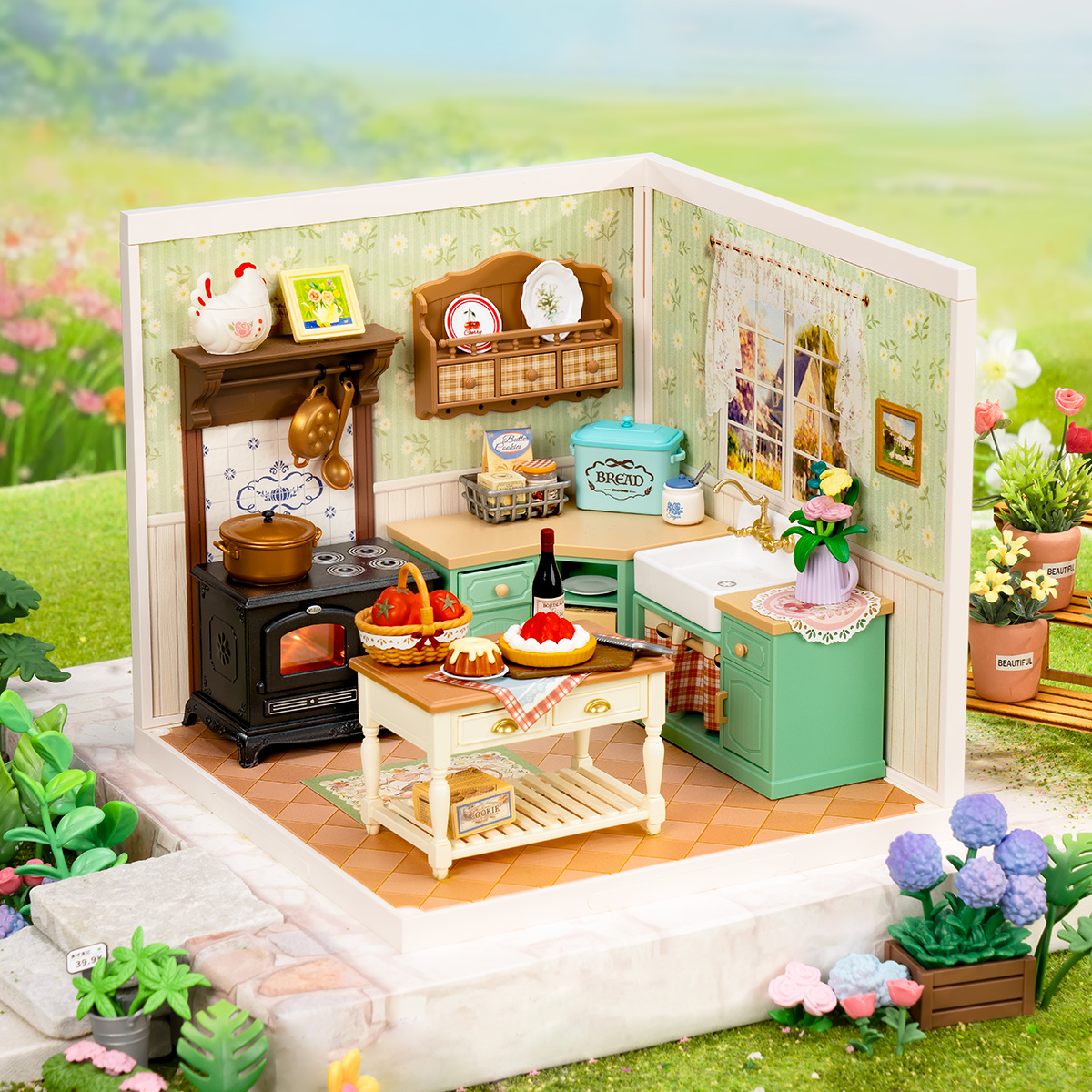 Rolife Super Creator Accessori Kit di Modellini in Miniatura fai-da-te, Casa delle Bambole Compatibile con il Super Creator, Regalo di Natale e Compleanno per Adulti (Terrazzo Soleggiato