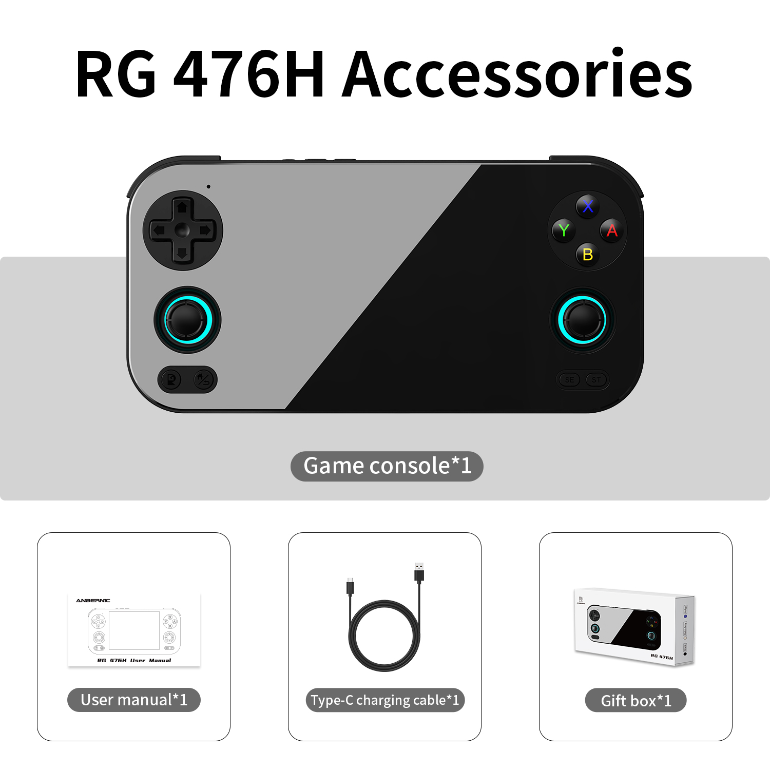 新品 Anbernic RG476H ブラック Android13 ANBERNIC RG 476H Handheld Game Console RG476H Android13 5000mAh