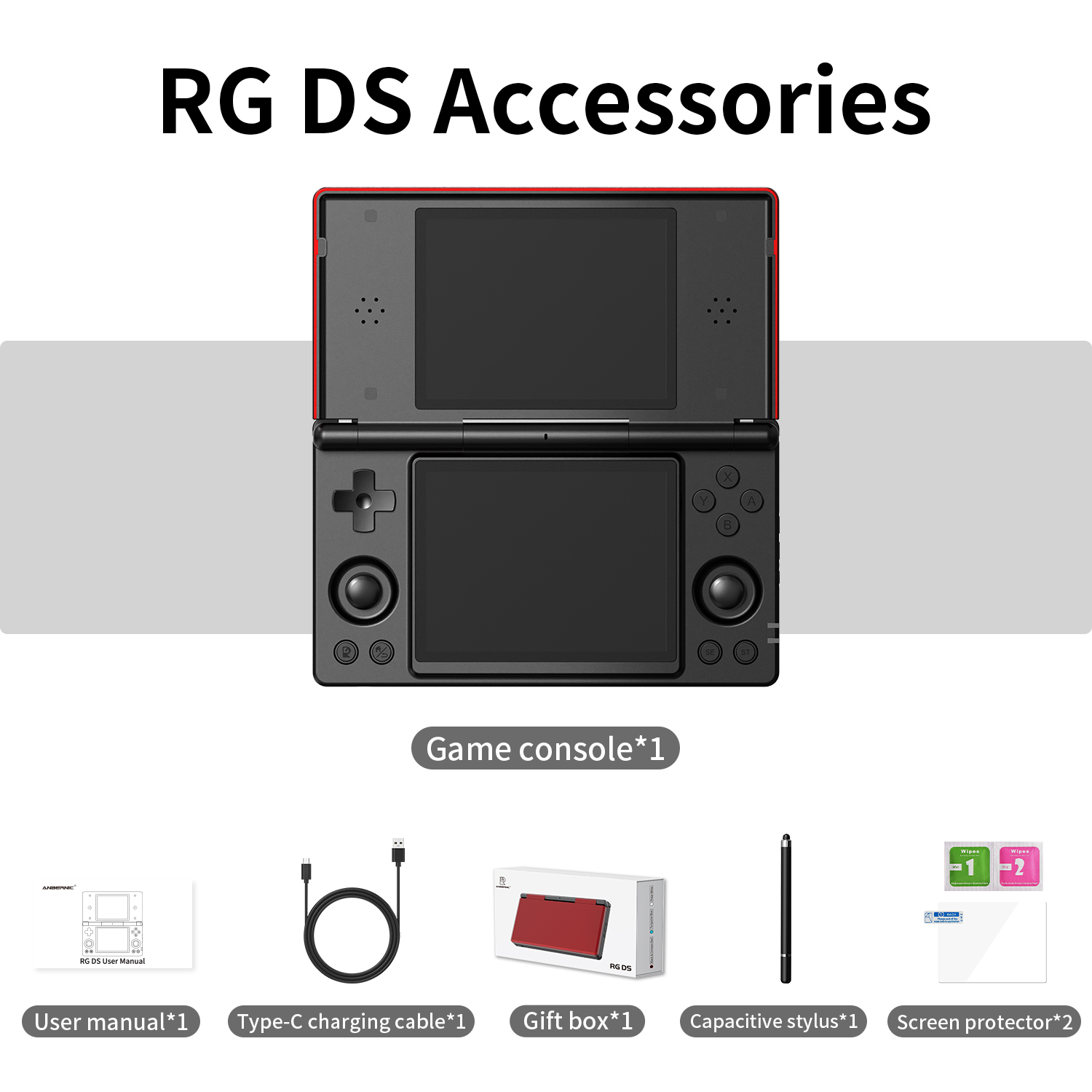 ANBERNIC RG DS Retro Video Game Console 4 Inch Android 14 Flip